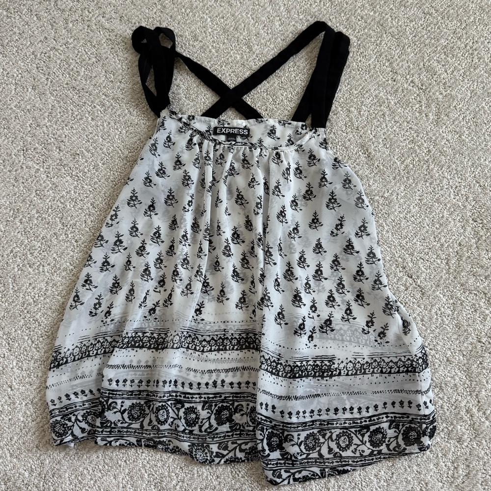 Express Black and White Floral Top
